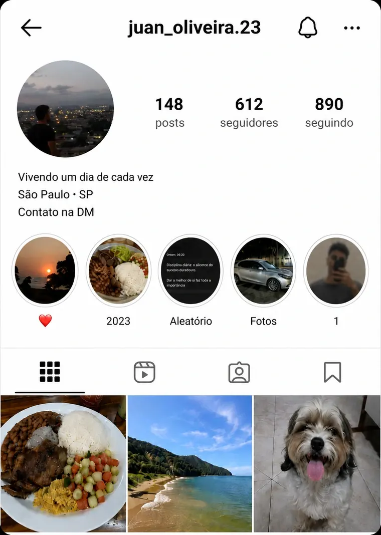 Perfil desorganizado, antes de arrumar